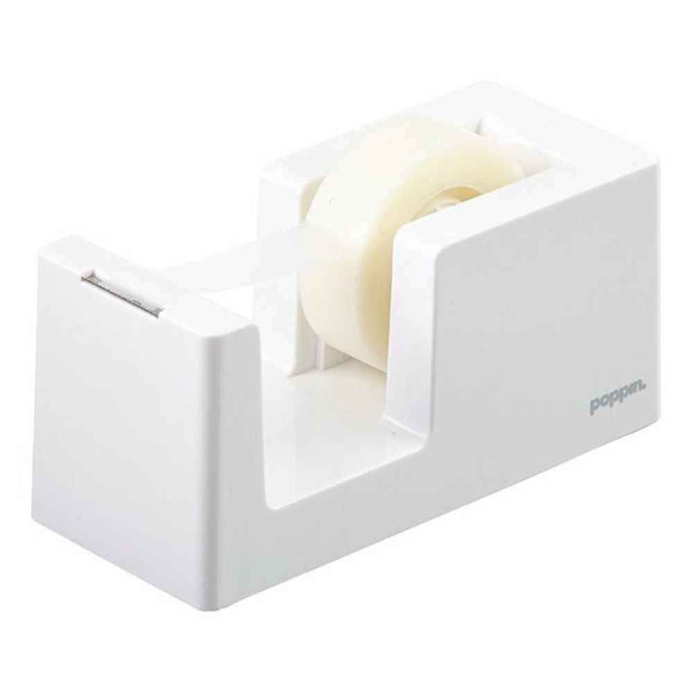 NWT Poppin 2pc SET Tape Dispenser & Roll Glossy Clean White Acrylic Office Desk